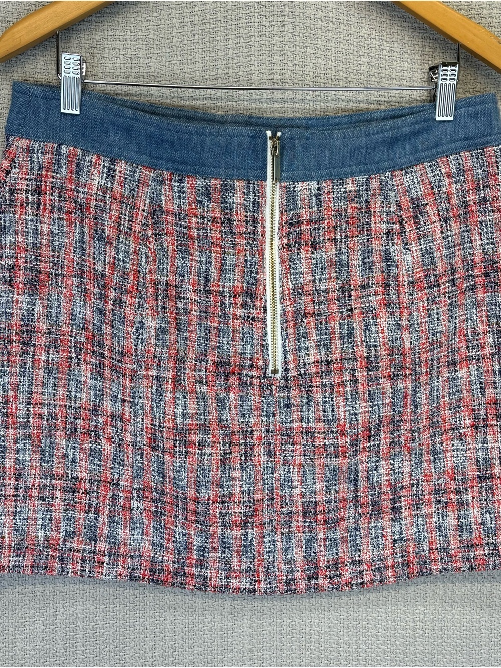 House Of Harlow 1960 Tweed A-Line Mini Skirt Women Sz 12 Button Front Chic - Picture 5 of 10